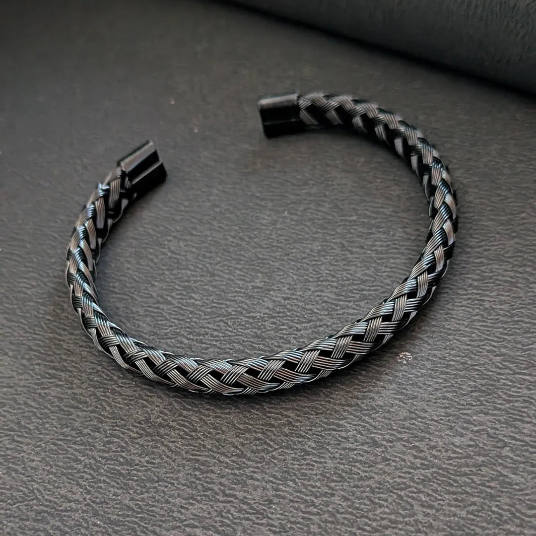 Crosslink Open Cuff Bracelet - Black