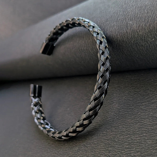 Crosslink Open Cuff Bracelet - Black