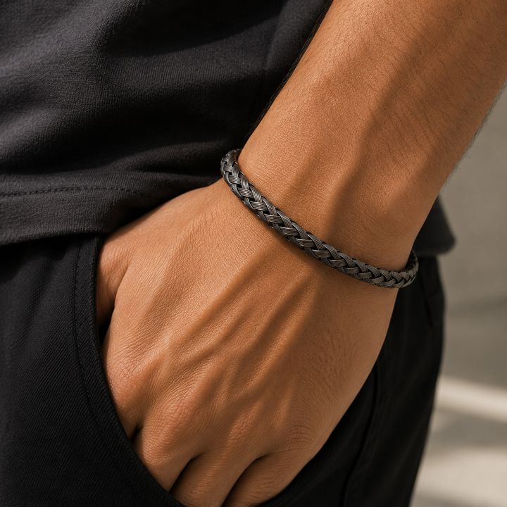 Crosslink Open Cuff Bracelet - Black