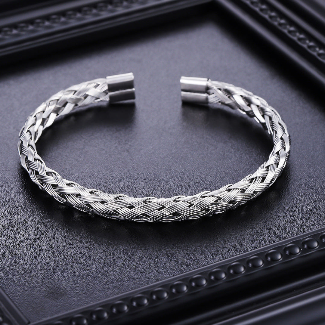 Crosslink Open Cuff Bracelet - Silver