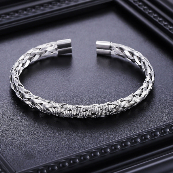 Crosslink Open Cuff Bracelet - Silver