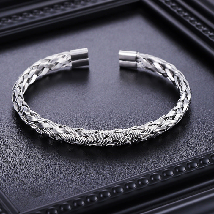 Crosslink Open Cuff Bracelet - Silver