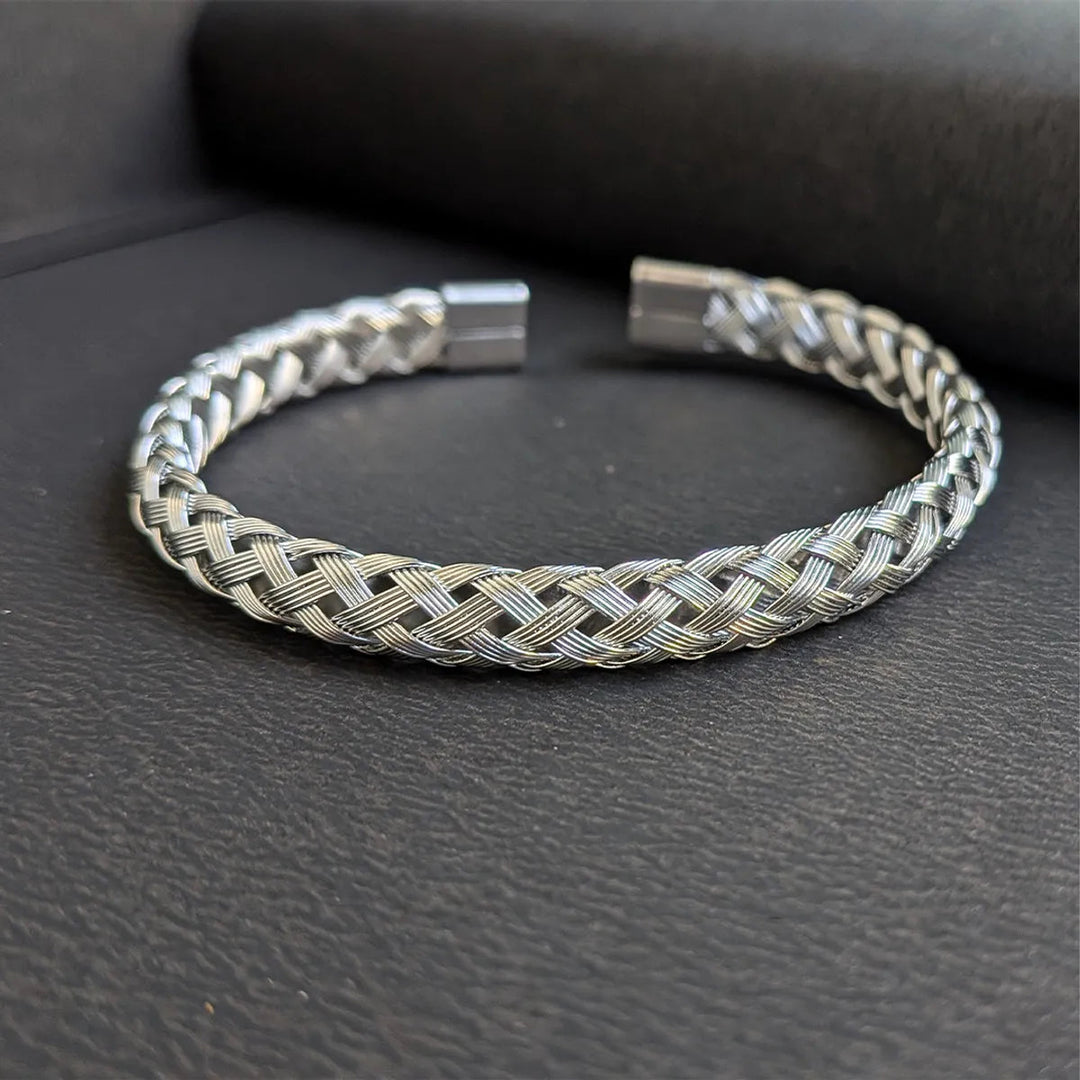 Crosslink Open Cuff Bracelet - Silver