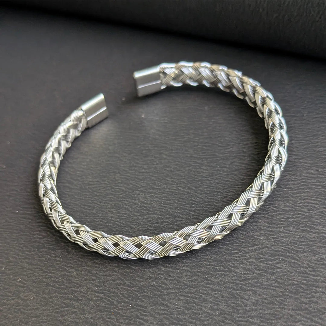 Crosslink Open Cuff Bracelet - Silver