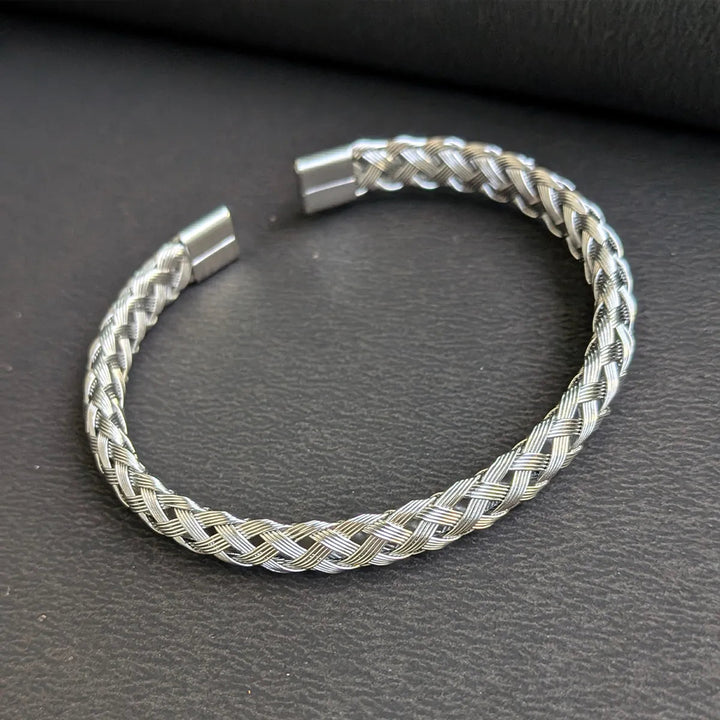 Crosslink Open Cuff Bracelet - Silver