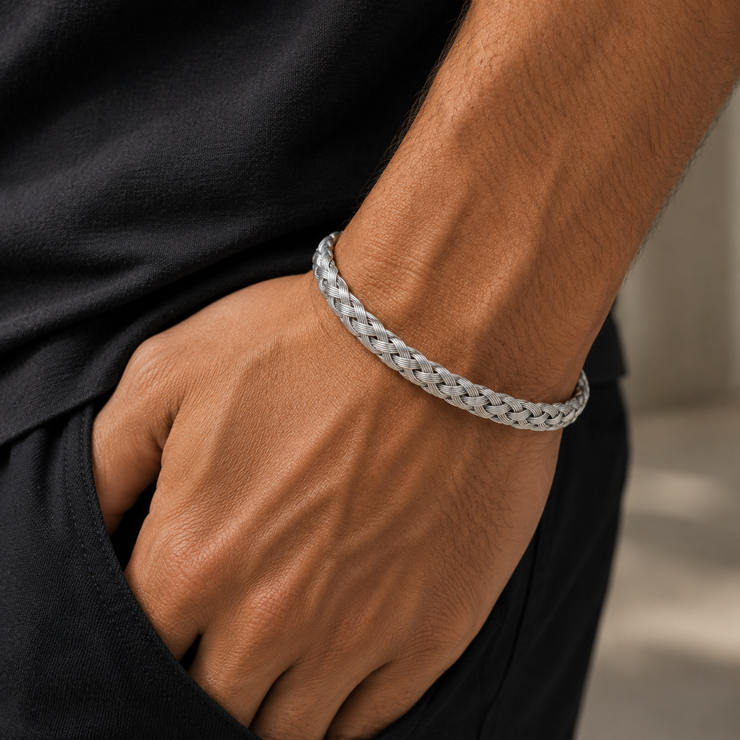Crosslink Open Cuff Bracelet - Silver