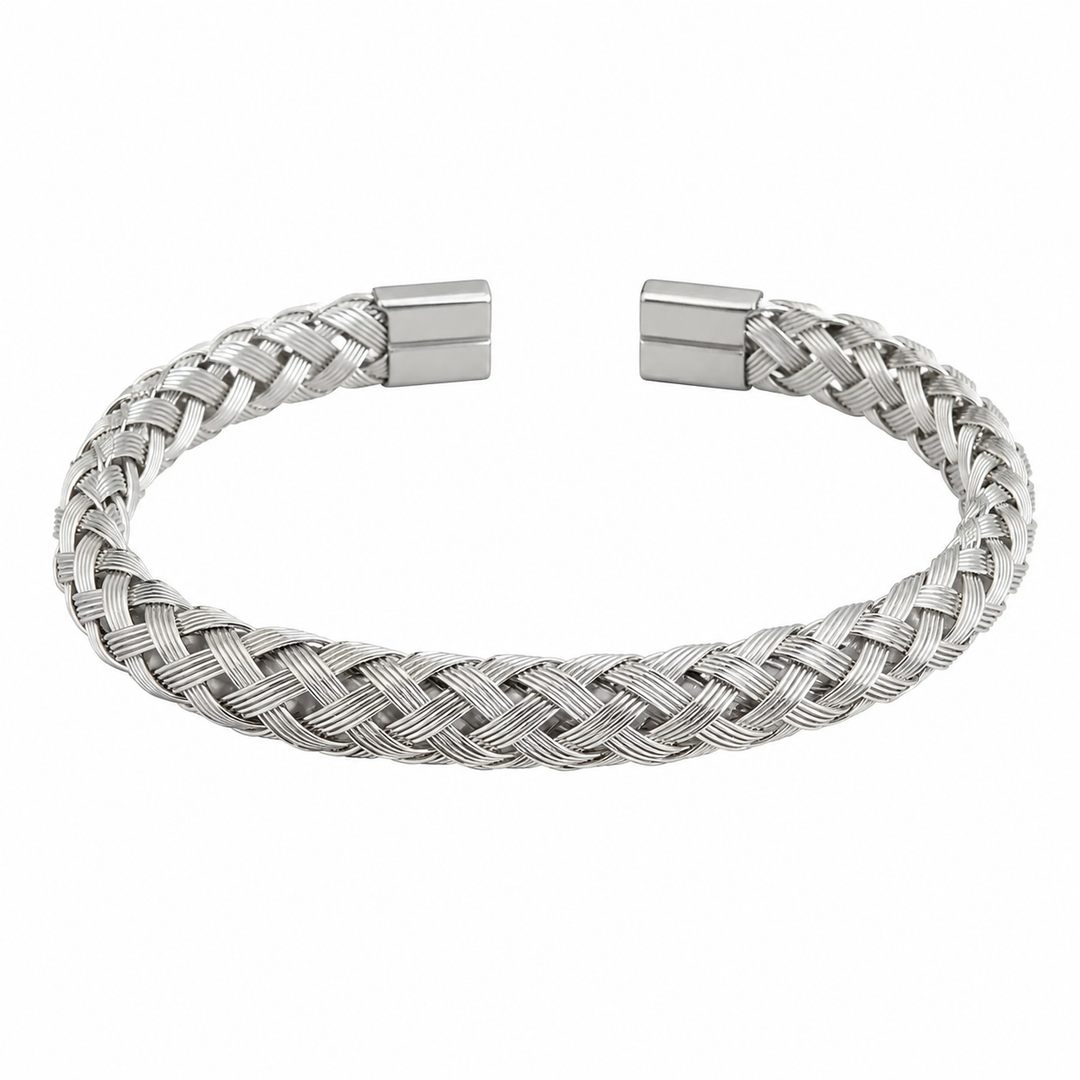Crosslink Open Cuff Bracelet - Silver