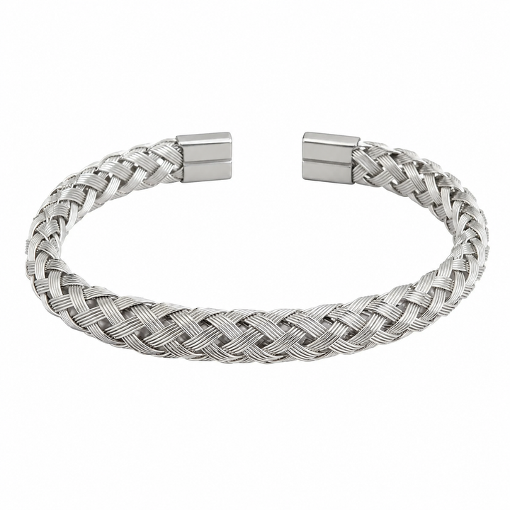 Crosslink Open Cuff Bracelet - Silver