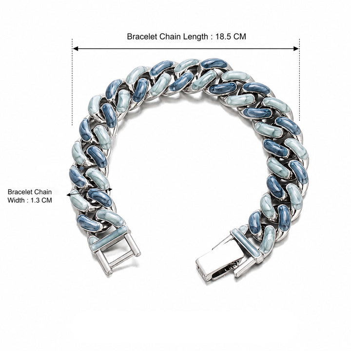 Fjord Cuban Bracelet in Silver Blue Finish