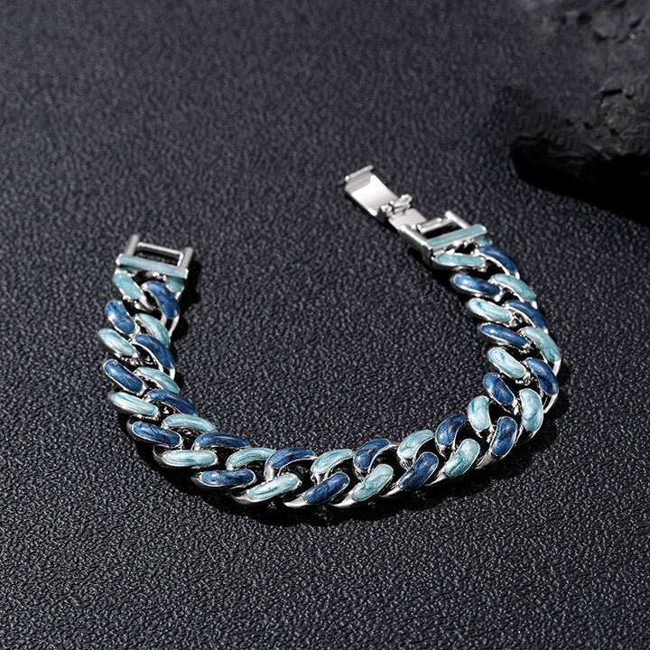 Fjord Cuban Bracelet in Silver Blue Finish | Salty