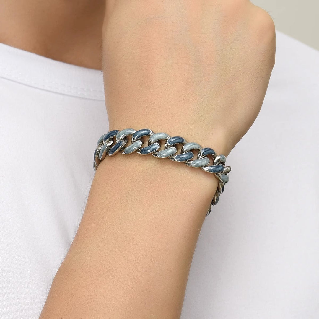 Fjord Cuban Bracelet in Silver Blue Finish | Salty