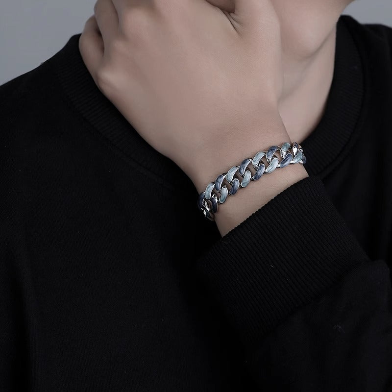 Fjord Cuban Bracelet in Silver Blue Finish | Salty