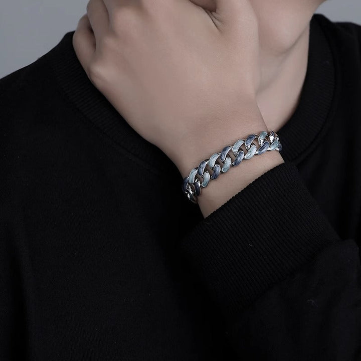 Fjord Cuban Bracelet in Silver Blue Finish | Salty