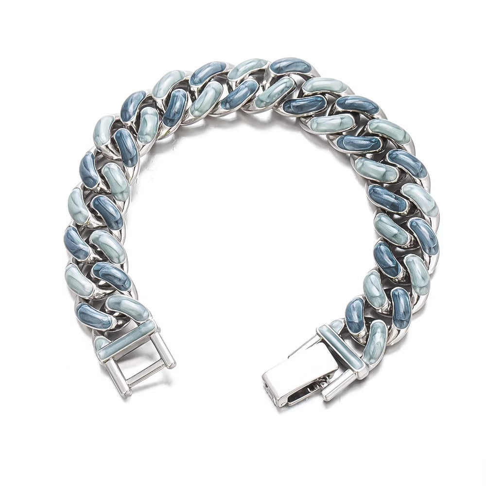 Fjord Cuban Bracelet in Silver Blue Finish | Salty