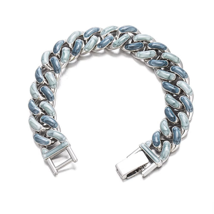 Fjord Cuban Bracelet in Silver Blue Finish | Salty