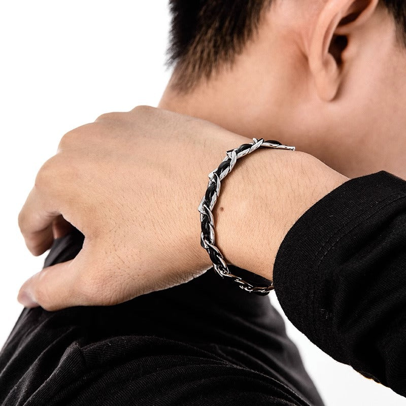 Nocturne Leather Chain Bracelet | Salty