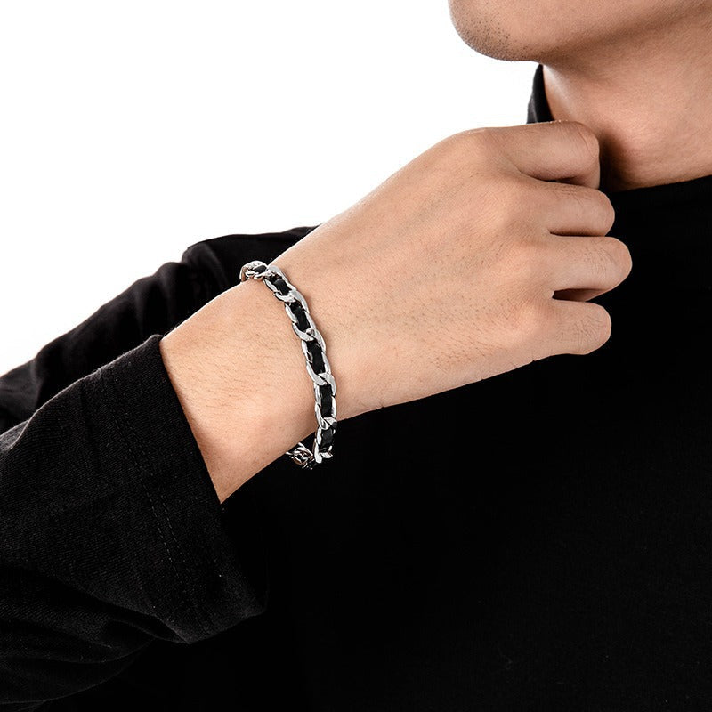 Nocturne Leather Chain Bracelet | Salty