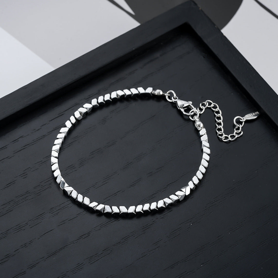 Titan Edge Bead Bracelet - SIlver
