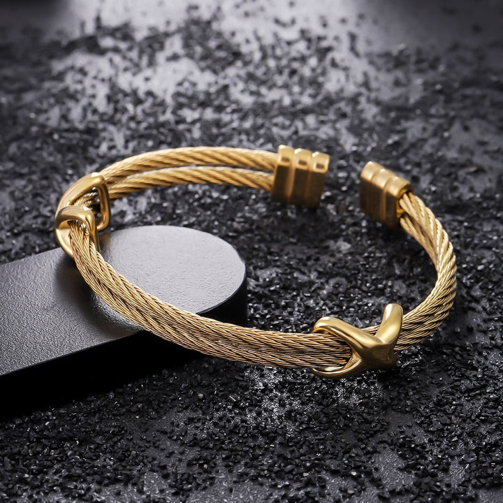 Golden Knot Cable Cuff Bracelet