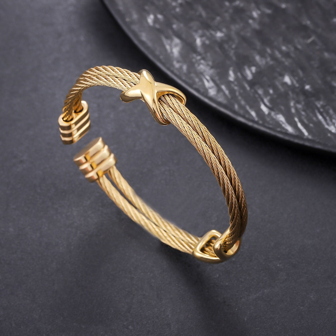 Golden Knot Cable Cuff Bracelet