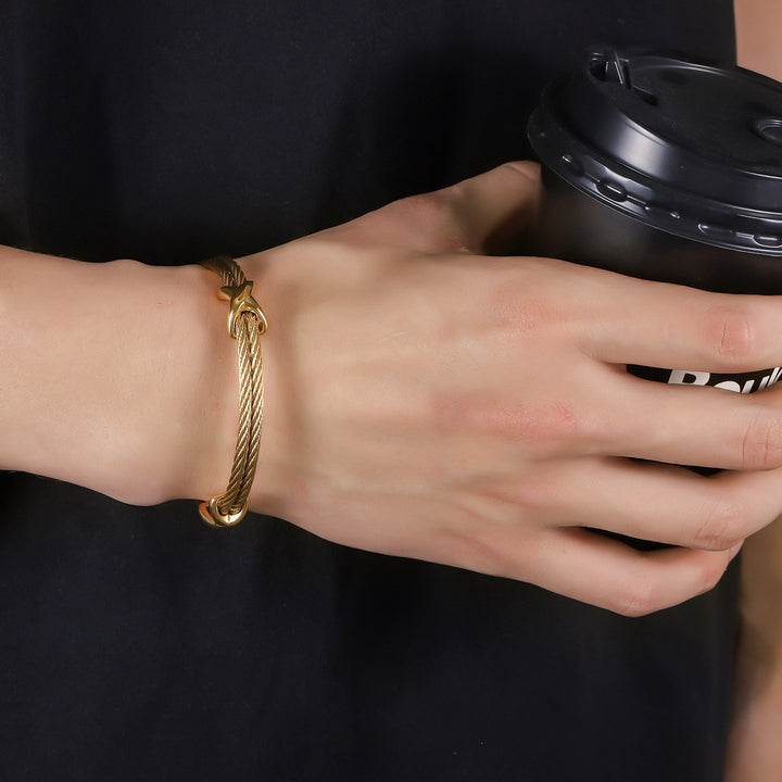 Golden Knot Cable Cuff Bracelet