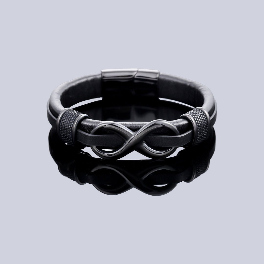 Infinity Knot Leather Bracelet - Black