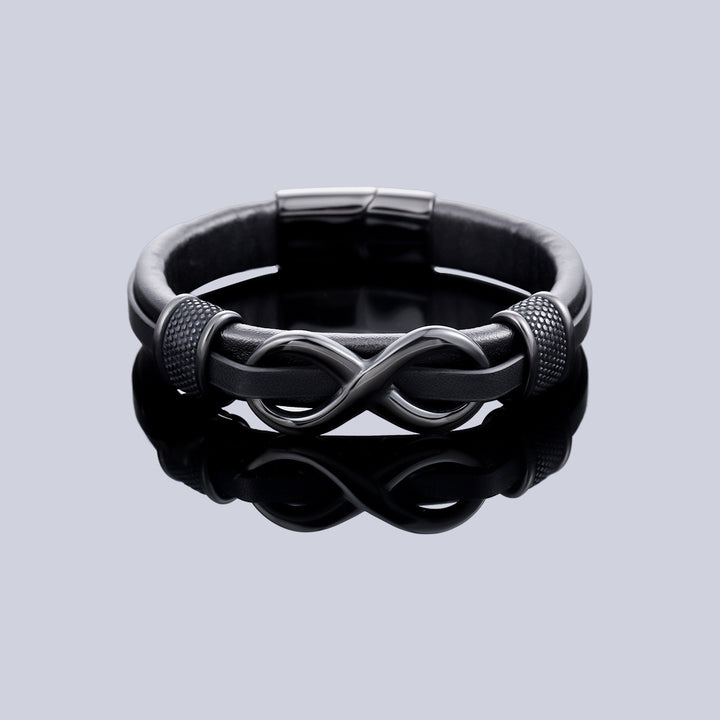 Infinity Knot Leather Bracelet - Black