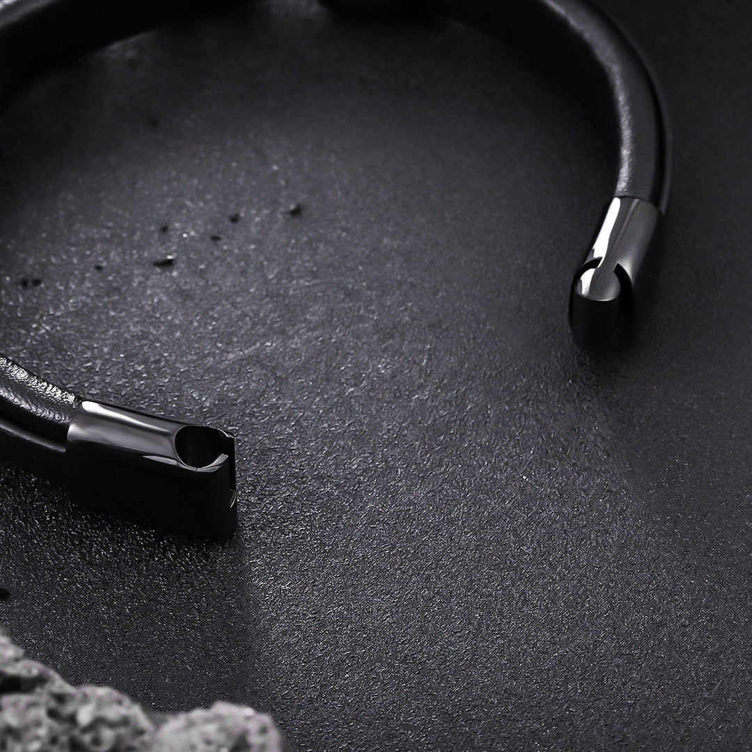 Infinity Knot Leather Bracelet - Black
