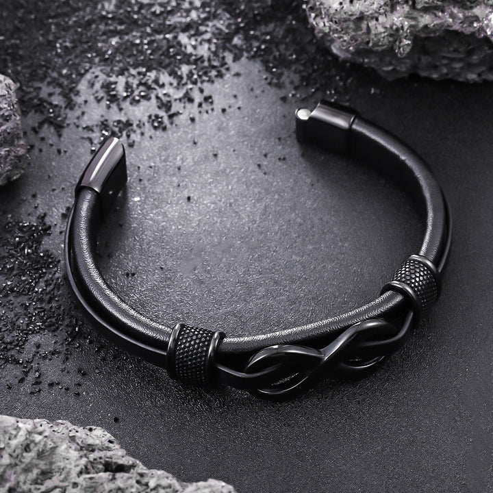 Infinity Knot Leather Bracelet - Black