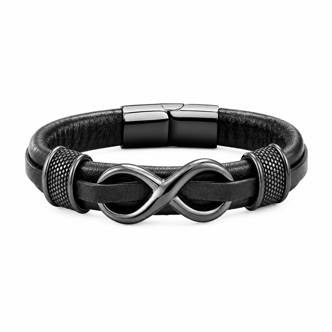 Infinity Knot Leather Bracelet - Black