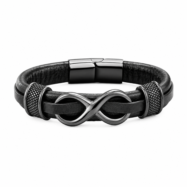 Infinity Knot Leather Bracelet - Black