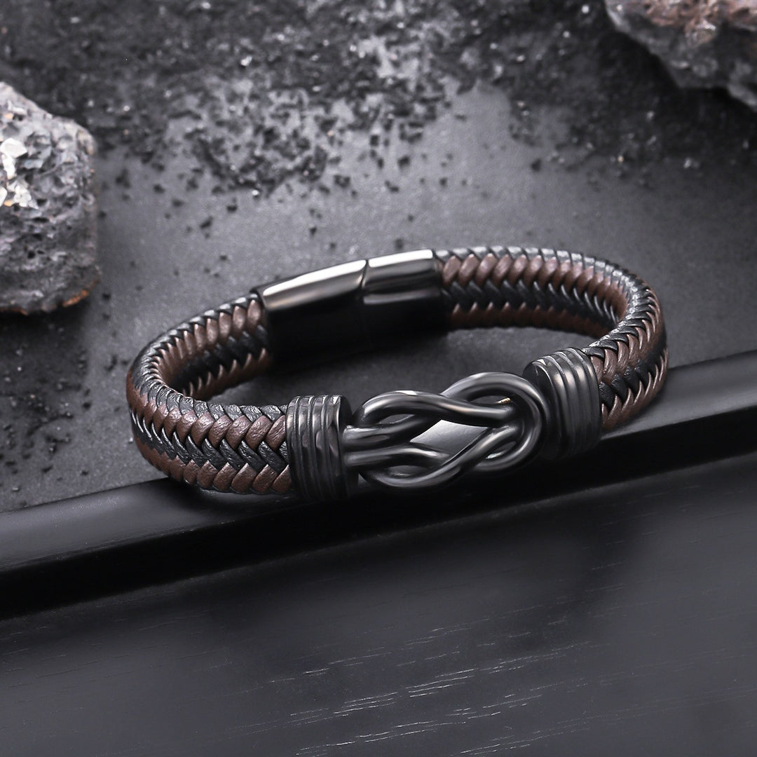 Infinity Knot Leather Bracelet - Brown