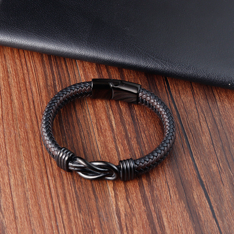 Infinity Knot Leather Bracelet - Brown