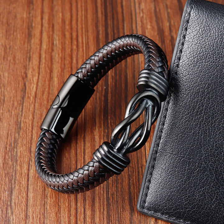 Infinity Knot Leather Bracelet - Brown