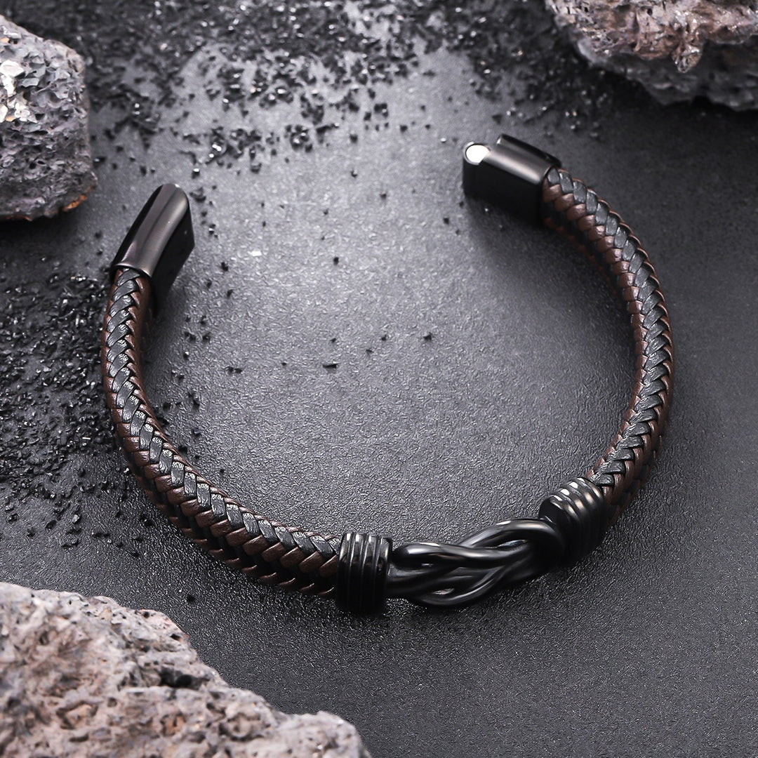 Infinity Knot Leather Bracelet - Brown