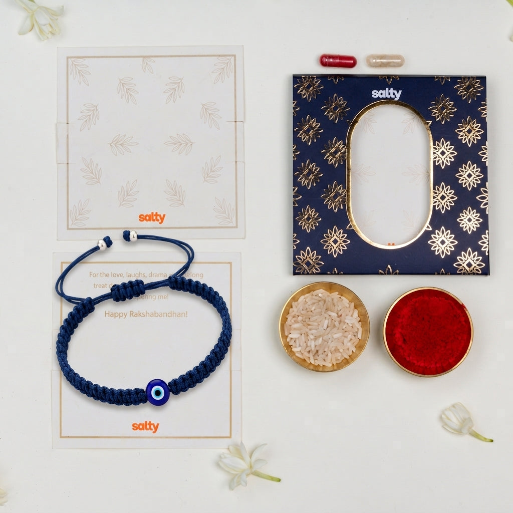 Evil Eye Nazar Protection Blue Rakhi for Brother