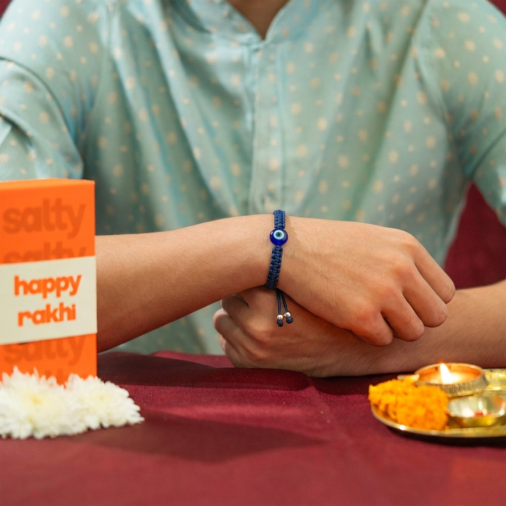 Evil Eye Nazar Protection Blue Rakhi for Brother