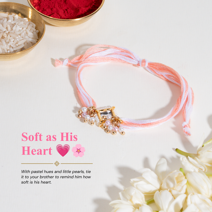Pearly Kundan Bandhan Rakhi For Bhaiya