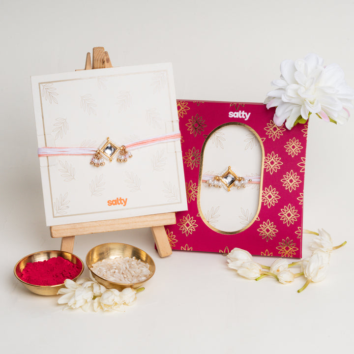 Pearly Kundan Bandhan Rakhi For Bhaiya (Set of 3)