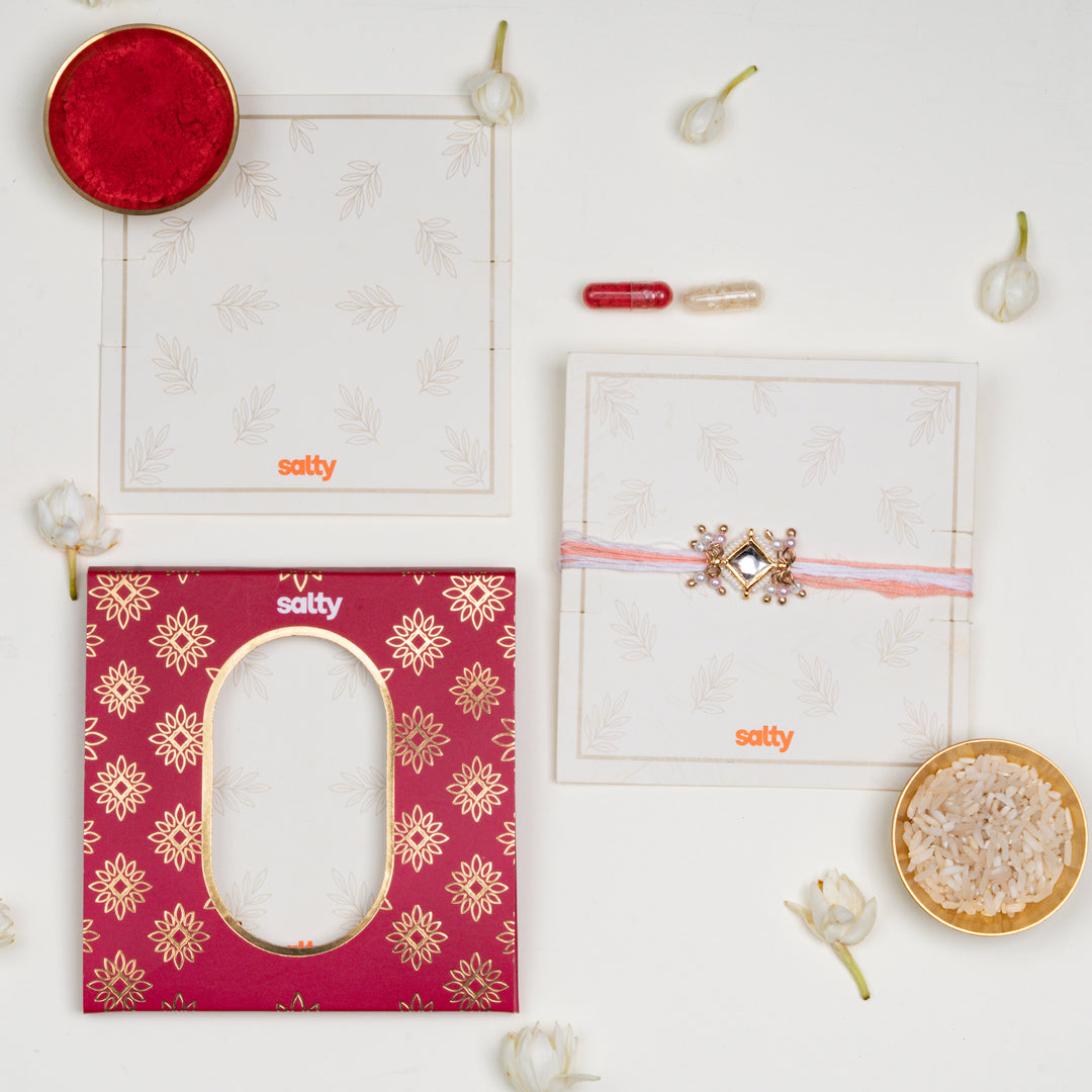 Pearly Kundan Bandhan Rakhi For Bhaiya