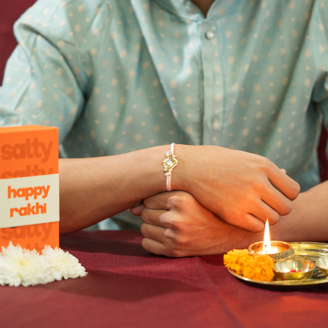 Pearly Kundan Bandhan Rakhi For Bhaiya