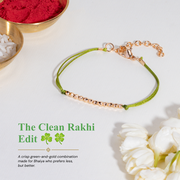 Golden Motif Minimal Bandhan Rakhi For Bhaiya