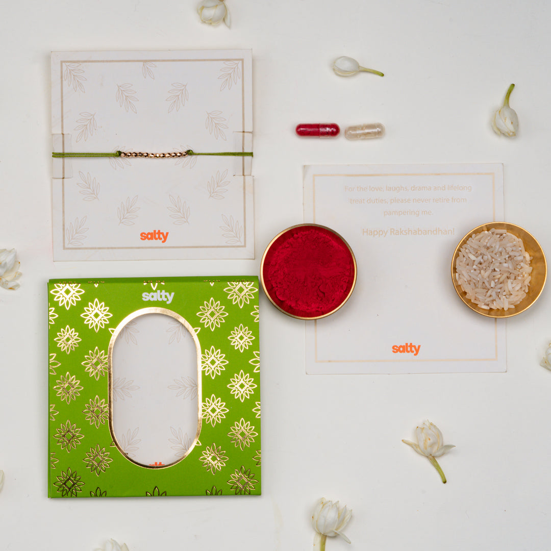 Golden Motif Minimal Bandhan Rakhi For Bhaiya