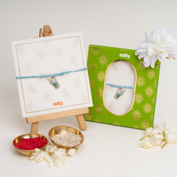 Coffe Addict Blue Bandhan Rakhi For Bhaiya
