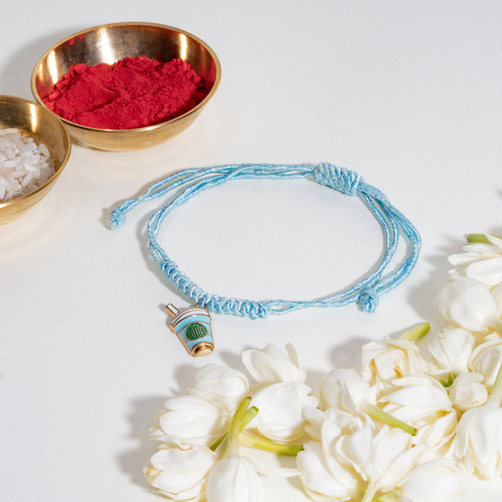 Coffe Addict Blue Bandhan Rakhi For Bhaiya