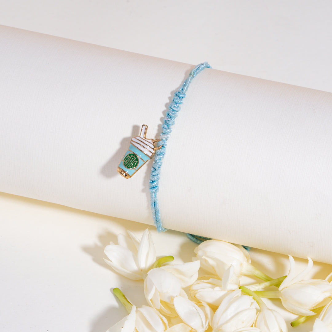 Coffe Addict Blue Bandhan Rakhi For Bhaiya