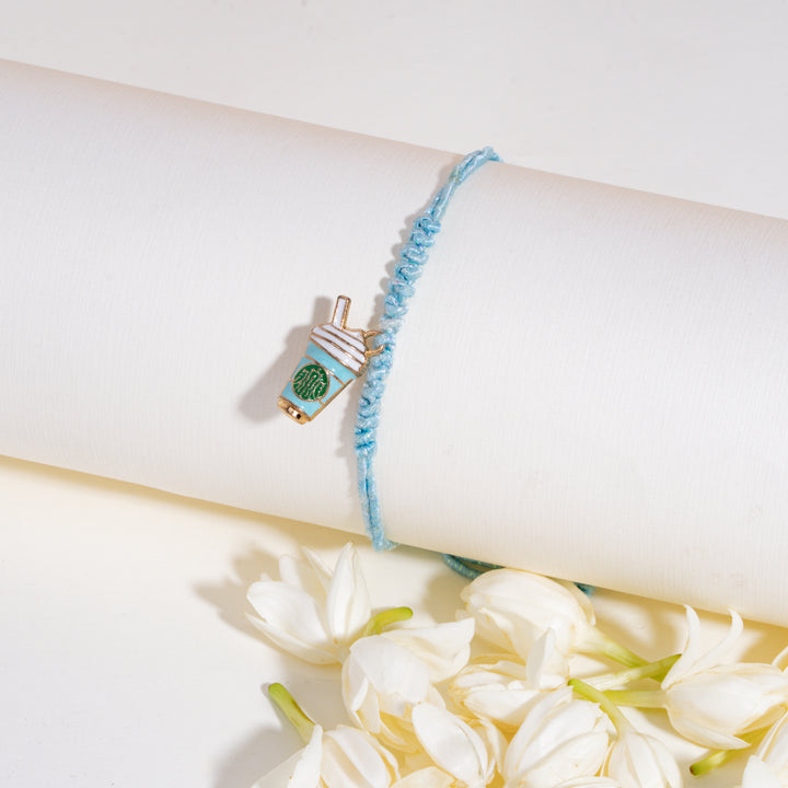 Coffe Addict Blue Bandhan Rakhi For Bhaiya