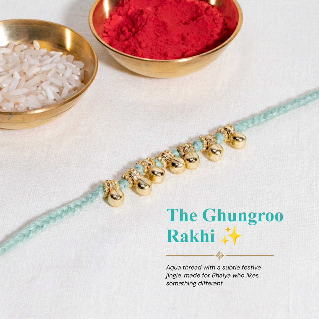 Minimal Ghungroo Pastel Green Bandhan Rakhi For Bhaiya