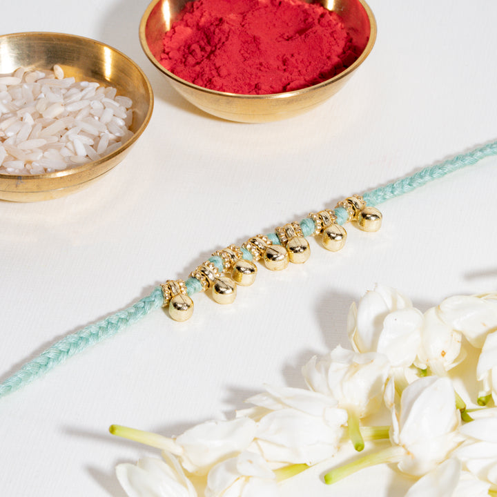 Minimal Ghungroo Pastel Green Bandhan Rakhi For Bhaiya