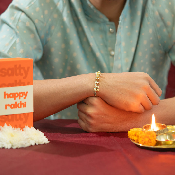 Minimal Ghungroo Pastel Green Bandhan Rakhi For Bhaiya
